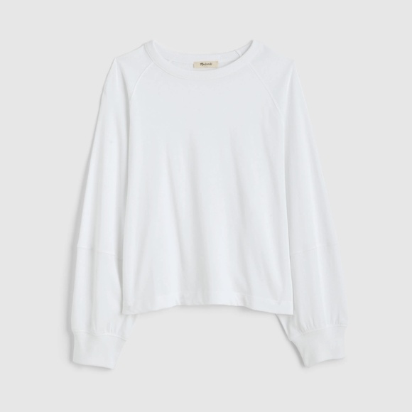 NWT Madewell White Relaxed Long-Sleeve Raglan Tee (Size M) - Picture 1 of 8